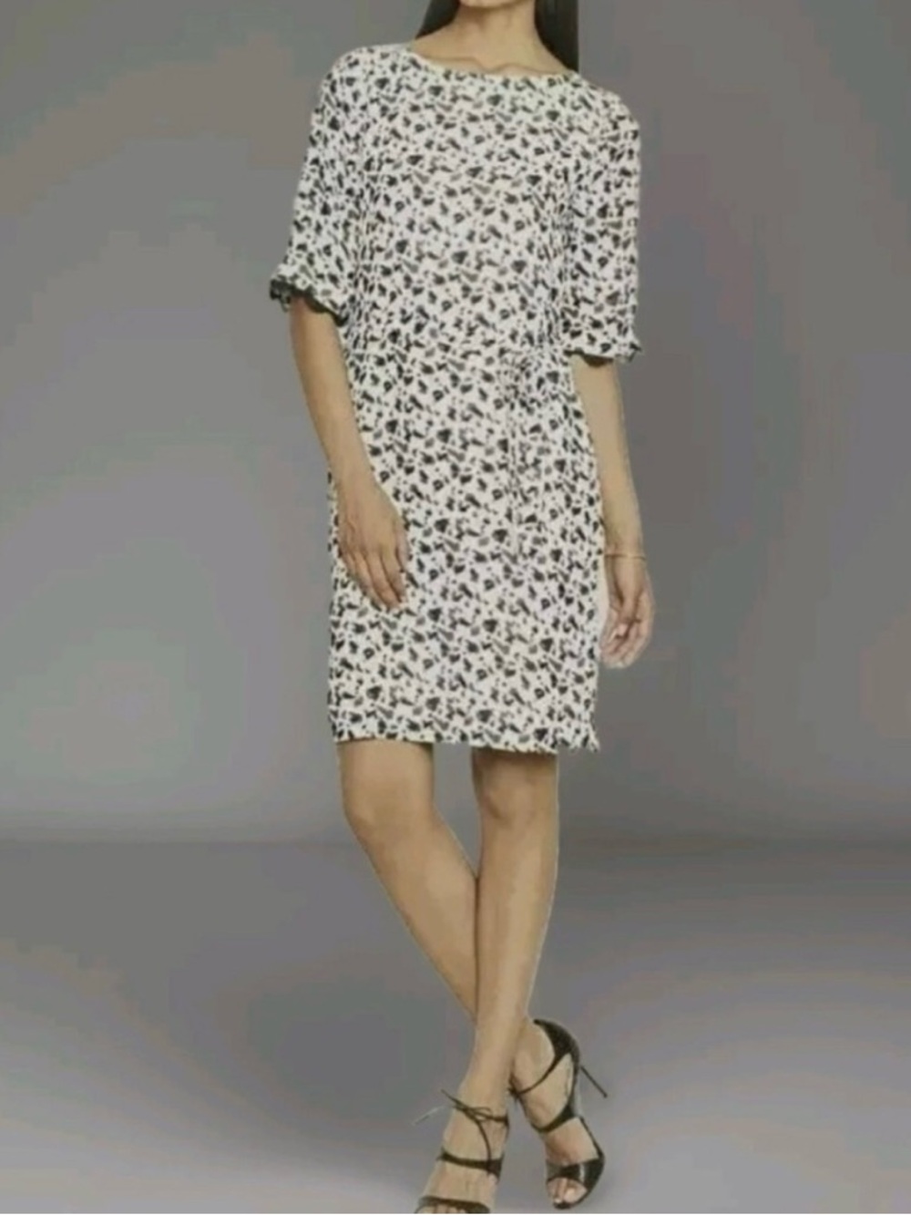 Reiss Dress Ivory Dark Green 8 Lace Cocktail Business